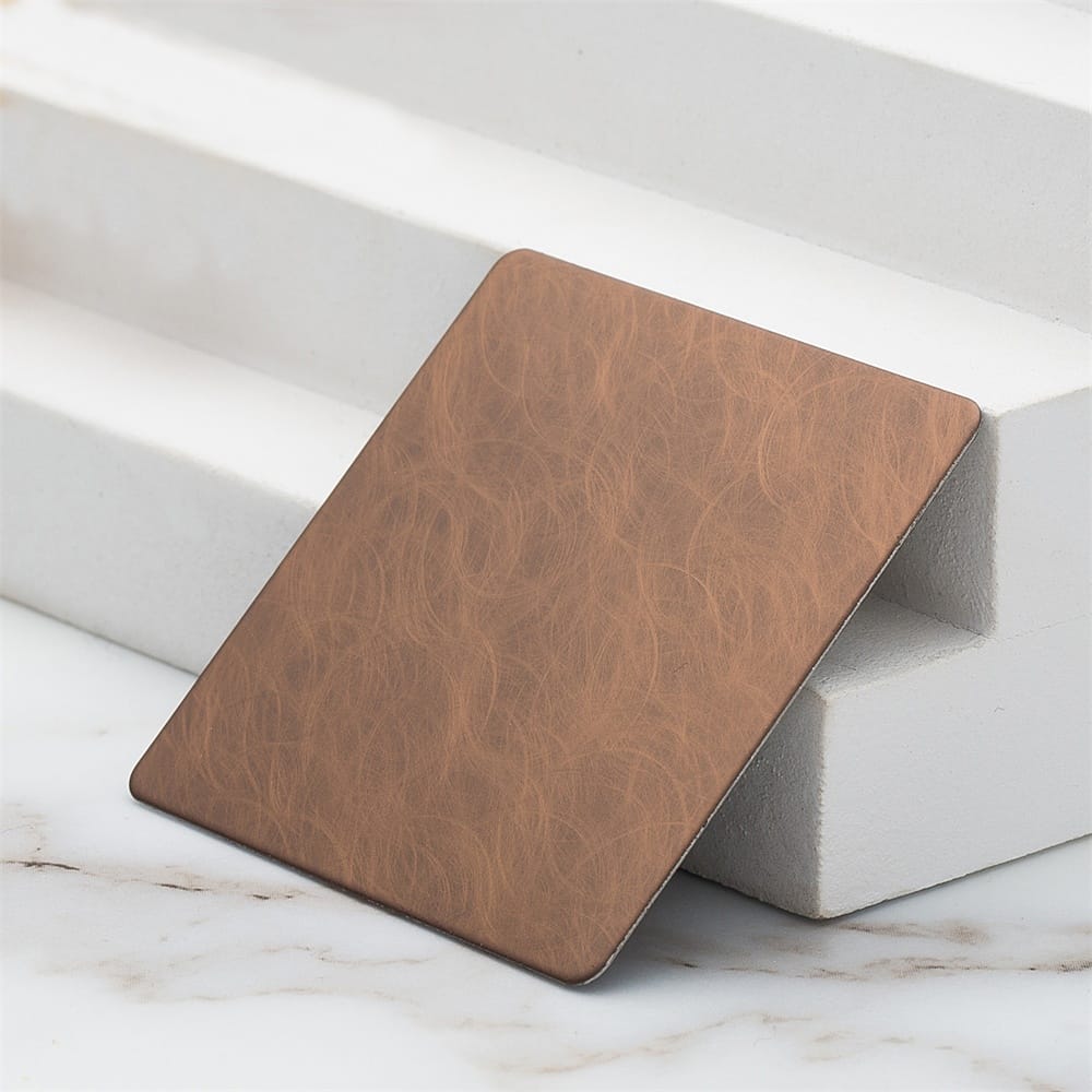Chapa de Aço Inoxidável de Grão Espiral Preto de Ouro Rosé (JLH-2128)