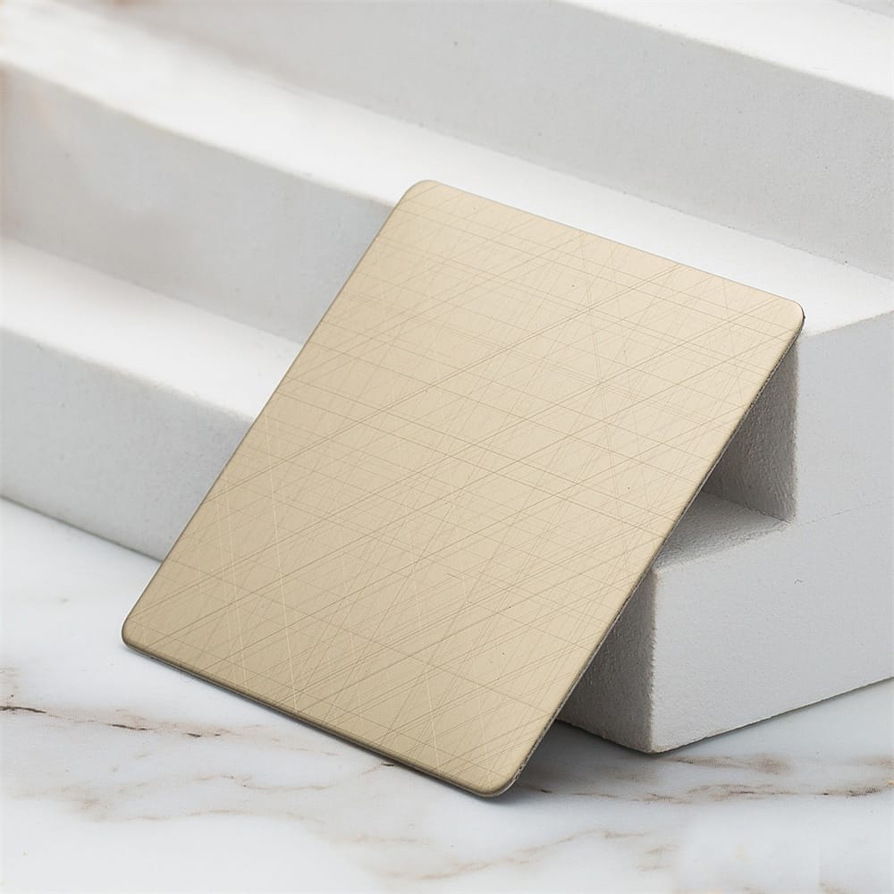 Crosshatch Champagne Gold Stainless Steel Sheet-2103
