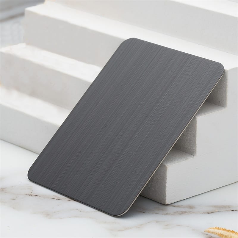 Chapa de Aço Inoxidável Bronze Mate Preto Escovado à Mão-2151