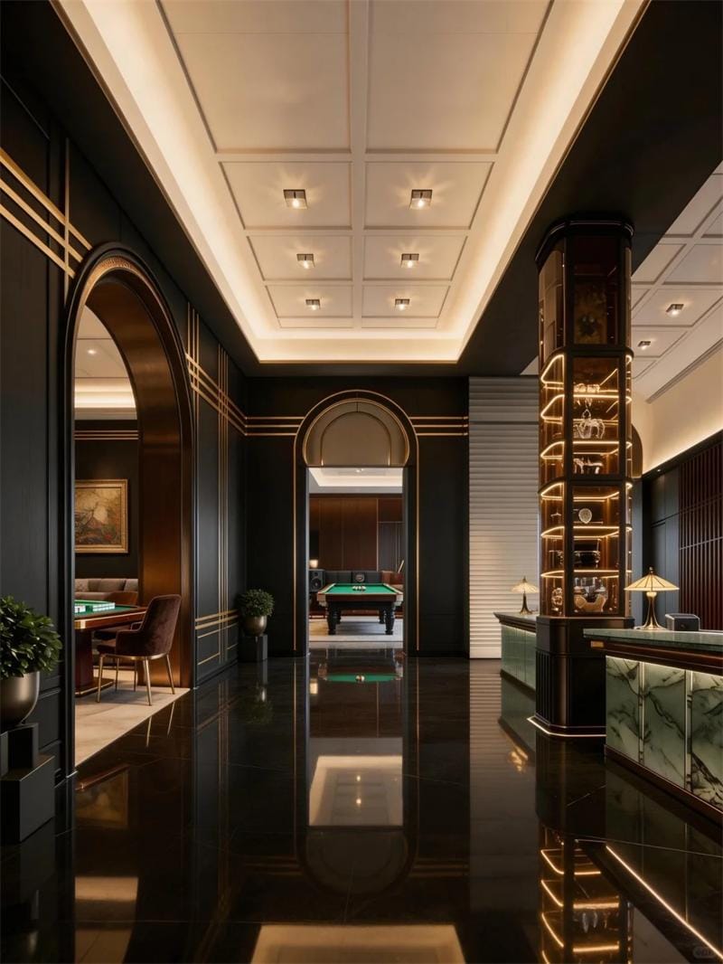 CSID Design Inspiration ▪️ A Black & Gold Private Club Where Mahjong, Pool, and KTV Coexist in Harmony