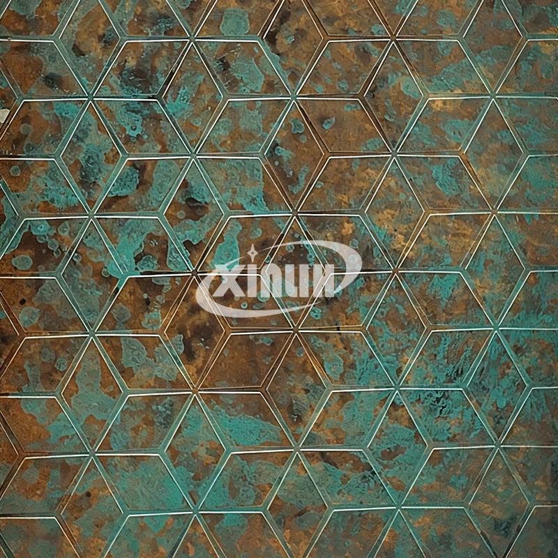 Hexagon Verdigris Patina Stainless Steel Sheet